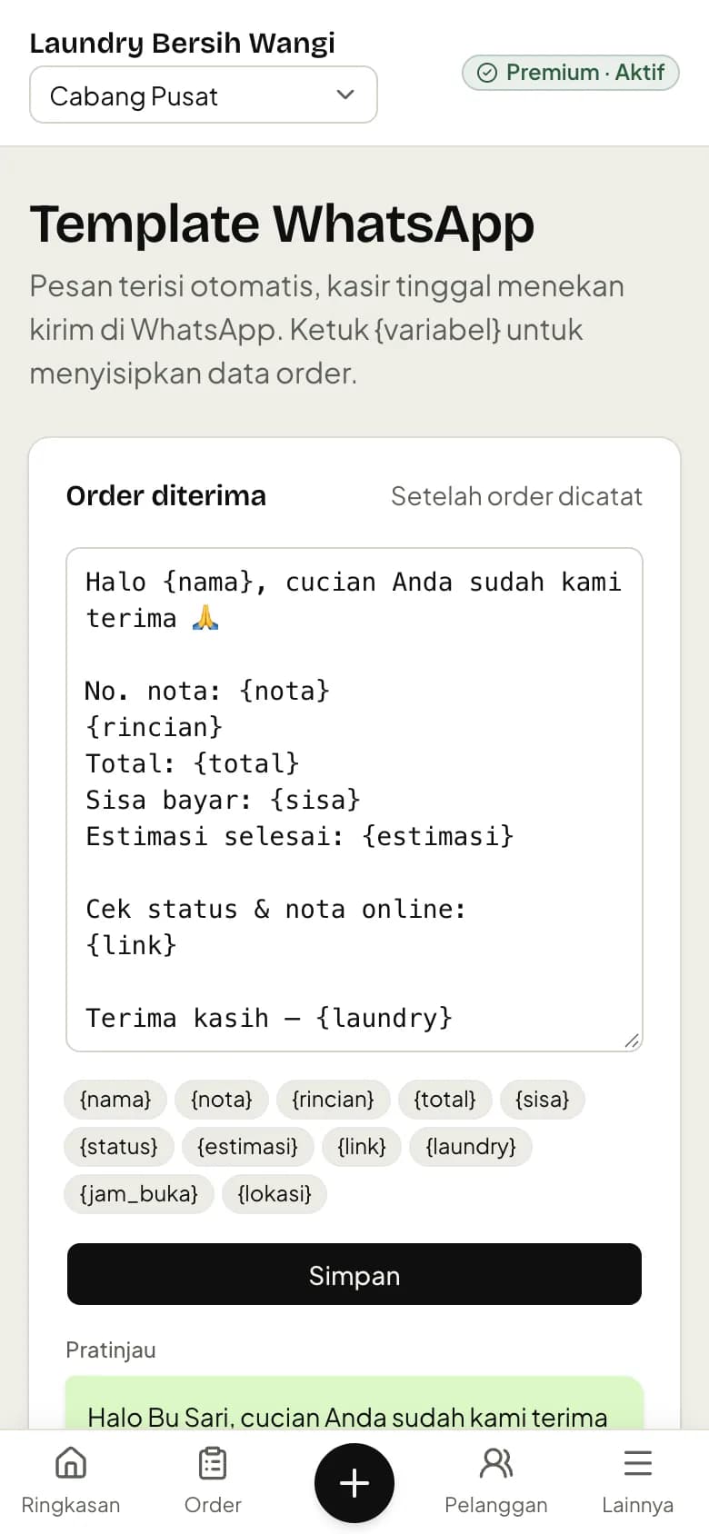 Template sendiri