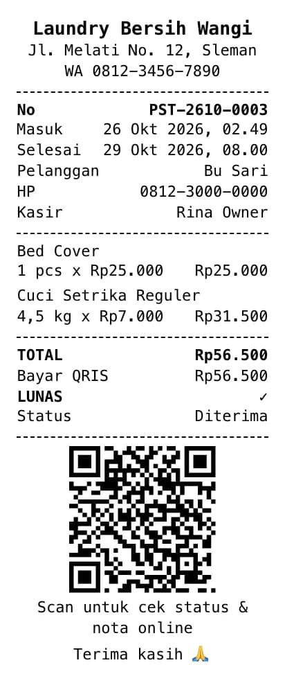 5. Cetak struk